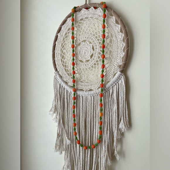 Vintage Kitsch Orange & Green Pineapple Long Necklace - Picture 2 of 3